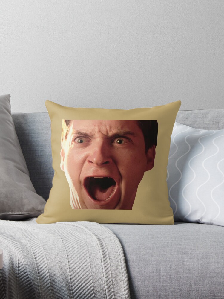 Tobey Maguire Screaming Face Meme Pillow