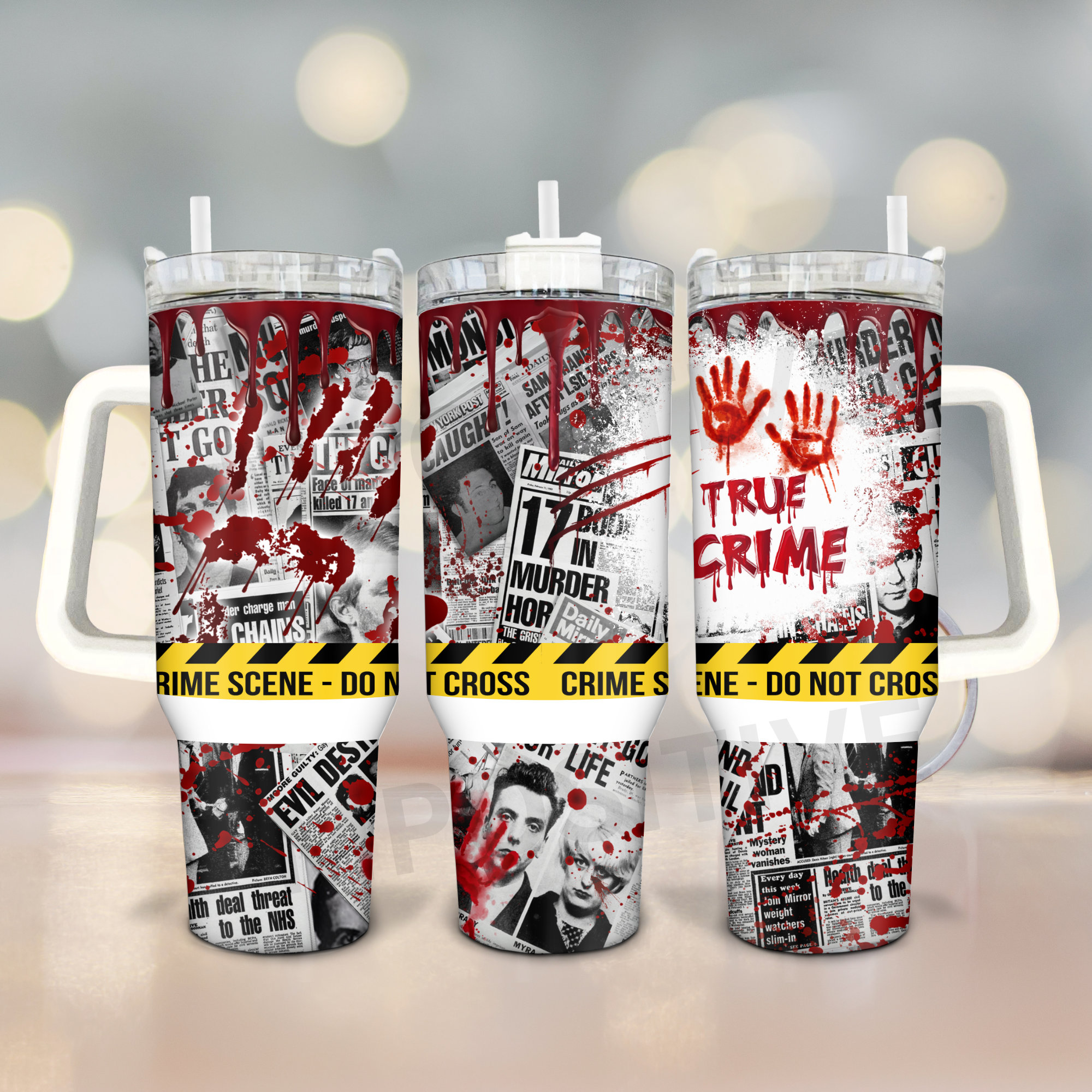40oz Tumbler Wrap, True Crime Obsessed 40 oz Sublimation Design, 40oz Tumbler , 40 Ounce Tumbler Wrap, Crime Scene, Halloween
