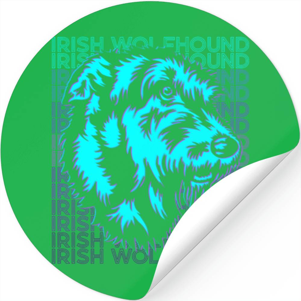 Irish Wolfhound Dog Retro Stickers