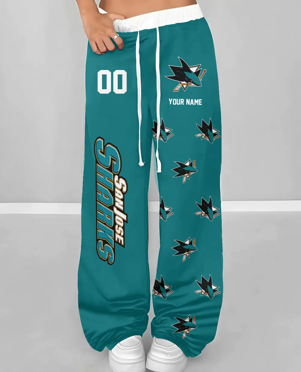San Jose Sharks NHL Personalized Wide Leg Lounge Pants