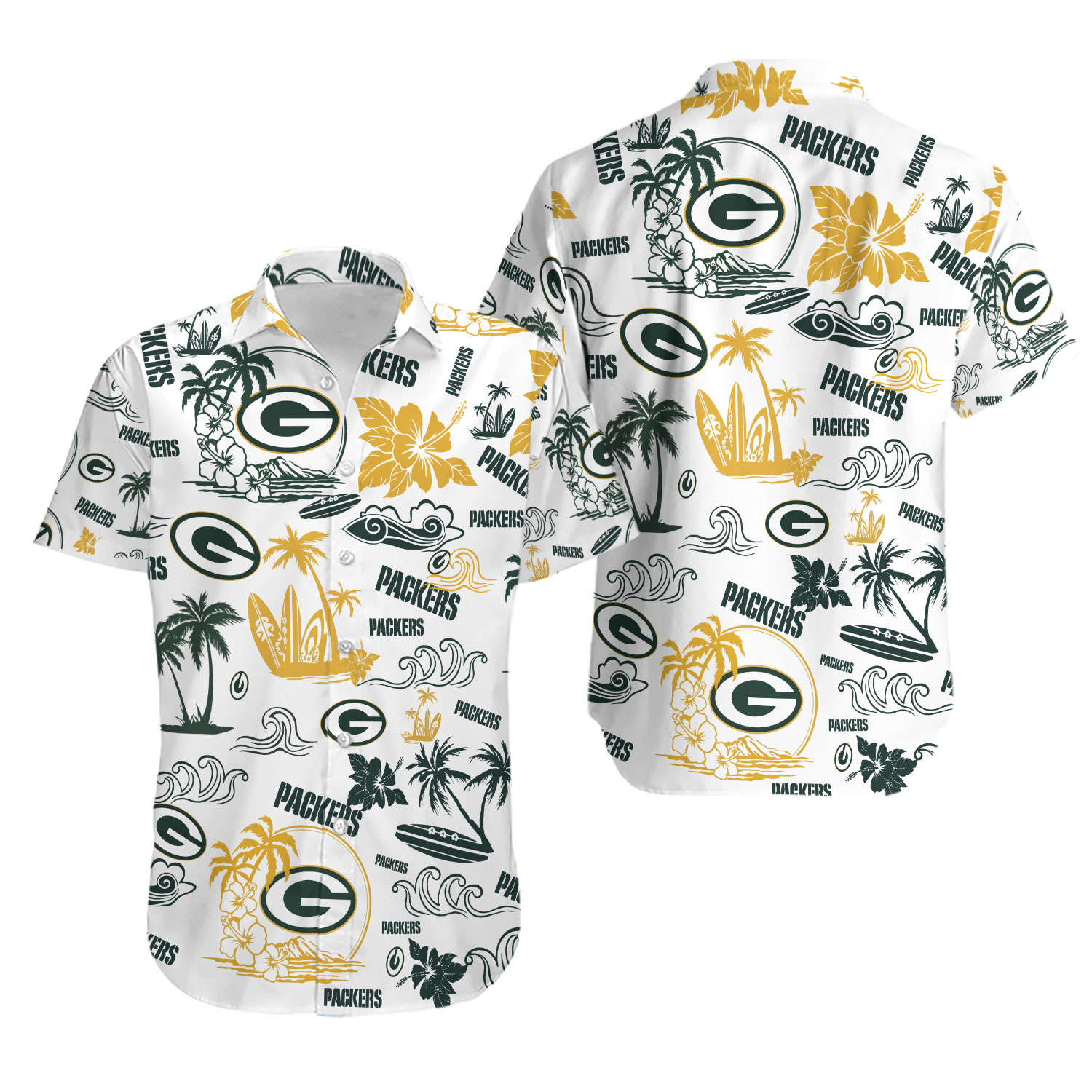 Green Bay Football Hawaiian Shirt Island Short Sleeve , Gift for Fan