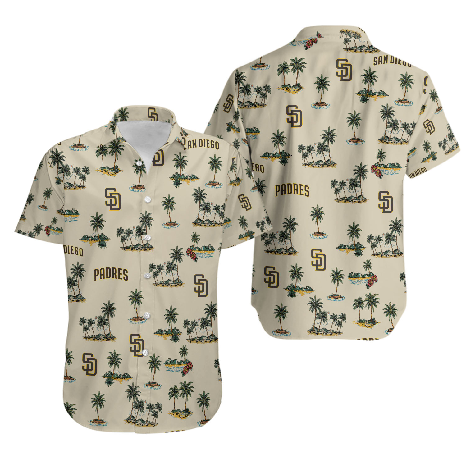San Baseball Diego Team Padres Hawaiian Button Shirt