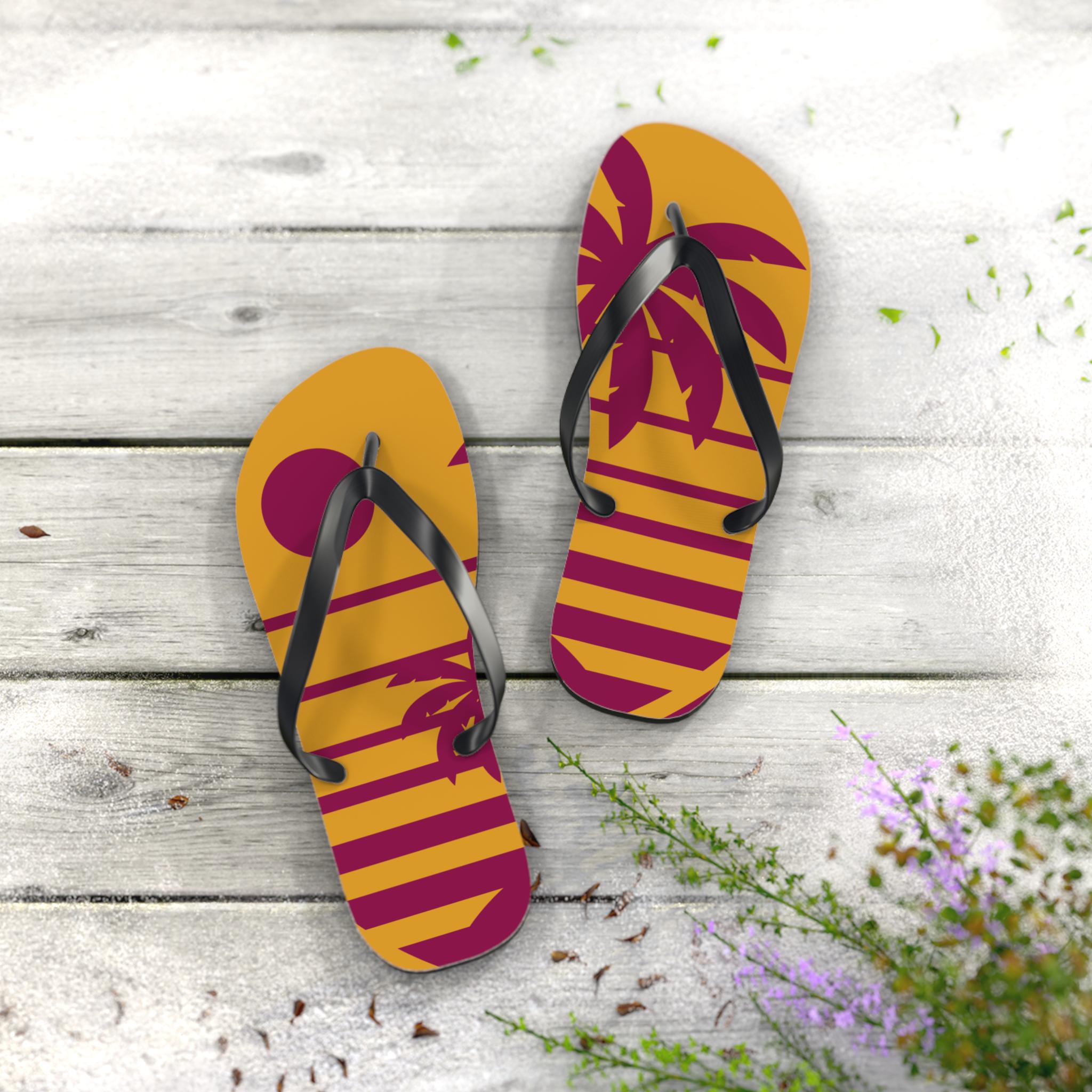 Tropical Flip Flops - Fun Summer Sandals, Colorful Beach Shoes, Palm Tree Vibes, Unisex Vacation Style, Pool Party Gift Idea