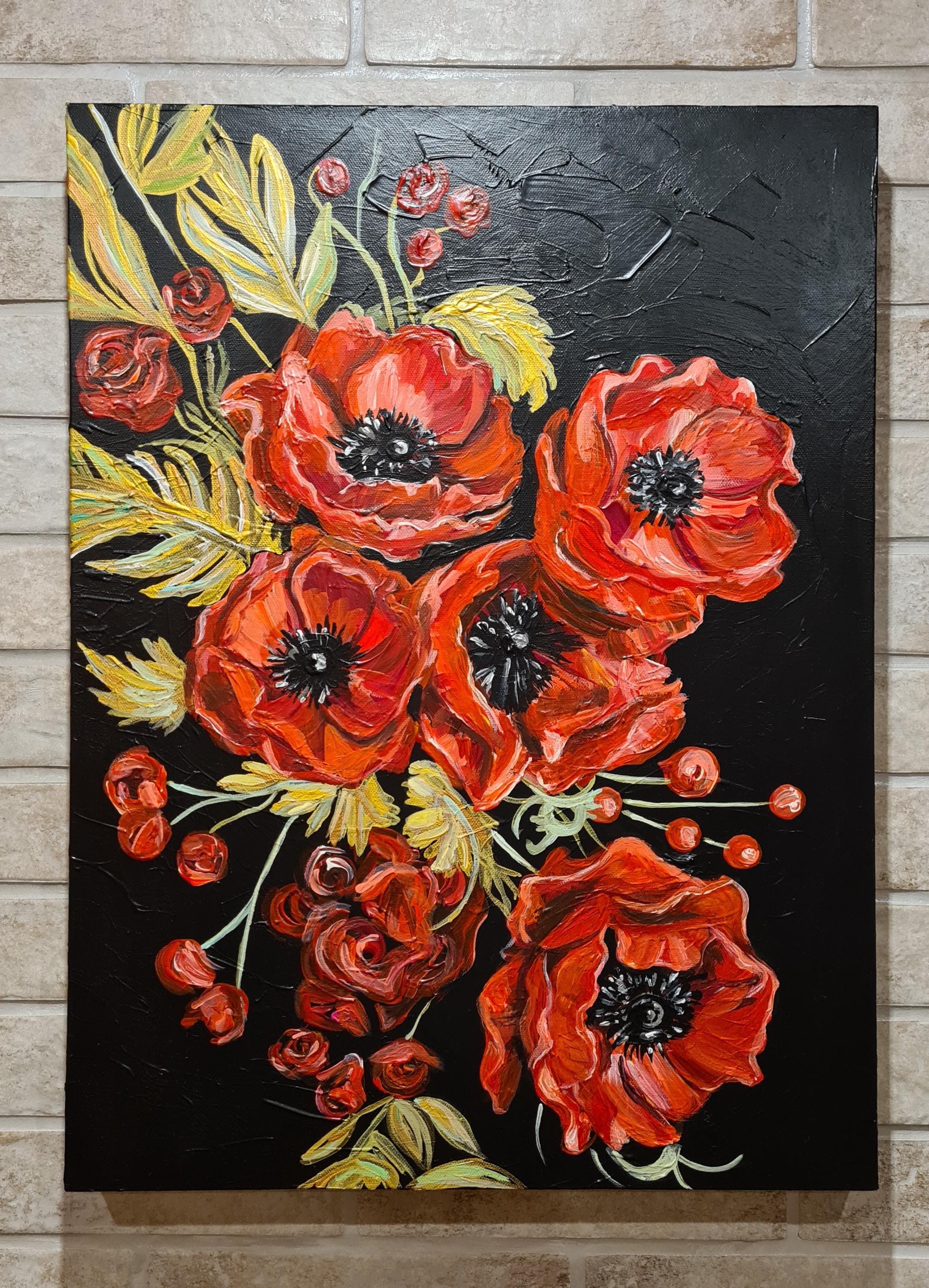 Poppy painting Red poppy painting Red poppies painting Red poppy Red poppies Poppy canvas Painting of poppies Flower painting Poppy