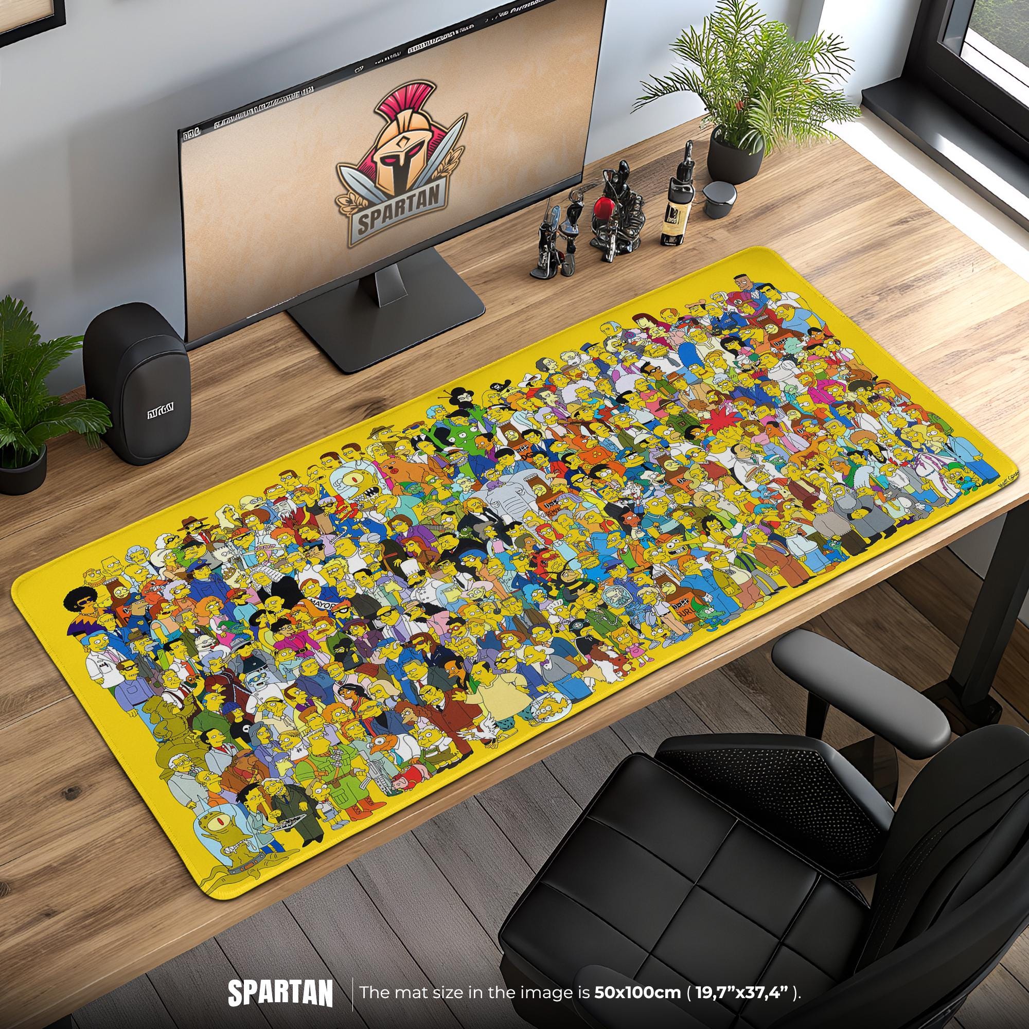 The Simpsons Mega Cast Desk Mat- Springfield Character Collage Desk Mat for Fans