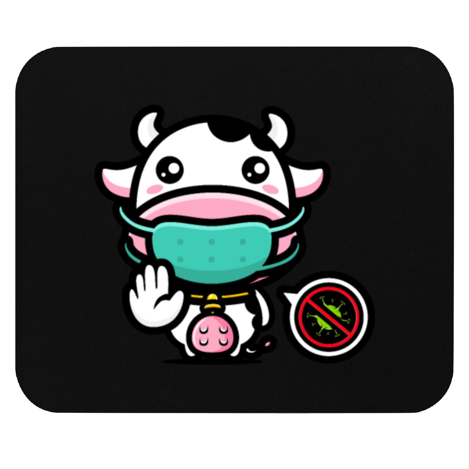 Cute Anti-Covid Cow With Quarantine Mouthguard Mouse Pads