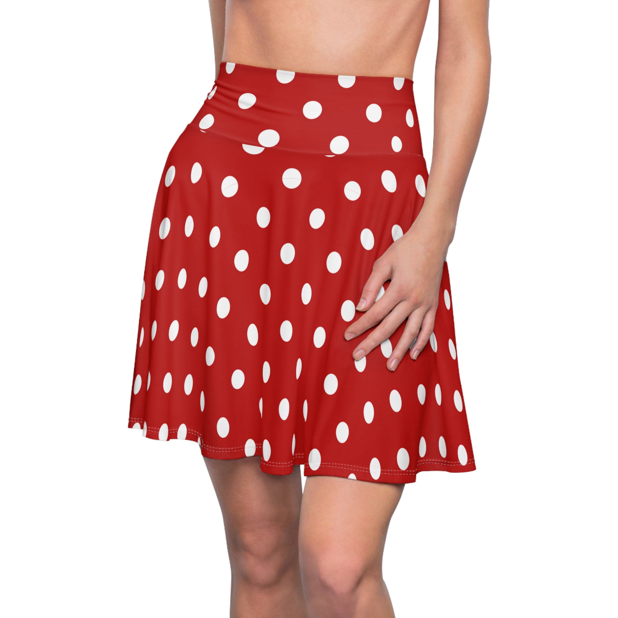 Red White Polka Dot Women's Skater Skirt (AOP)
