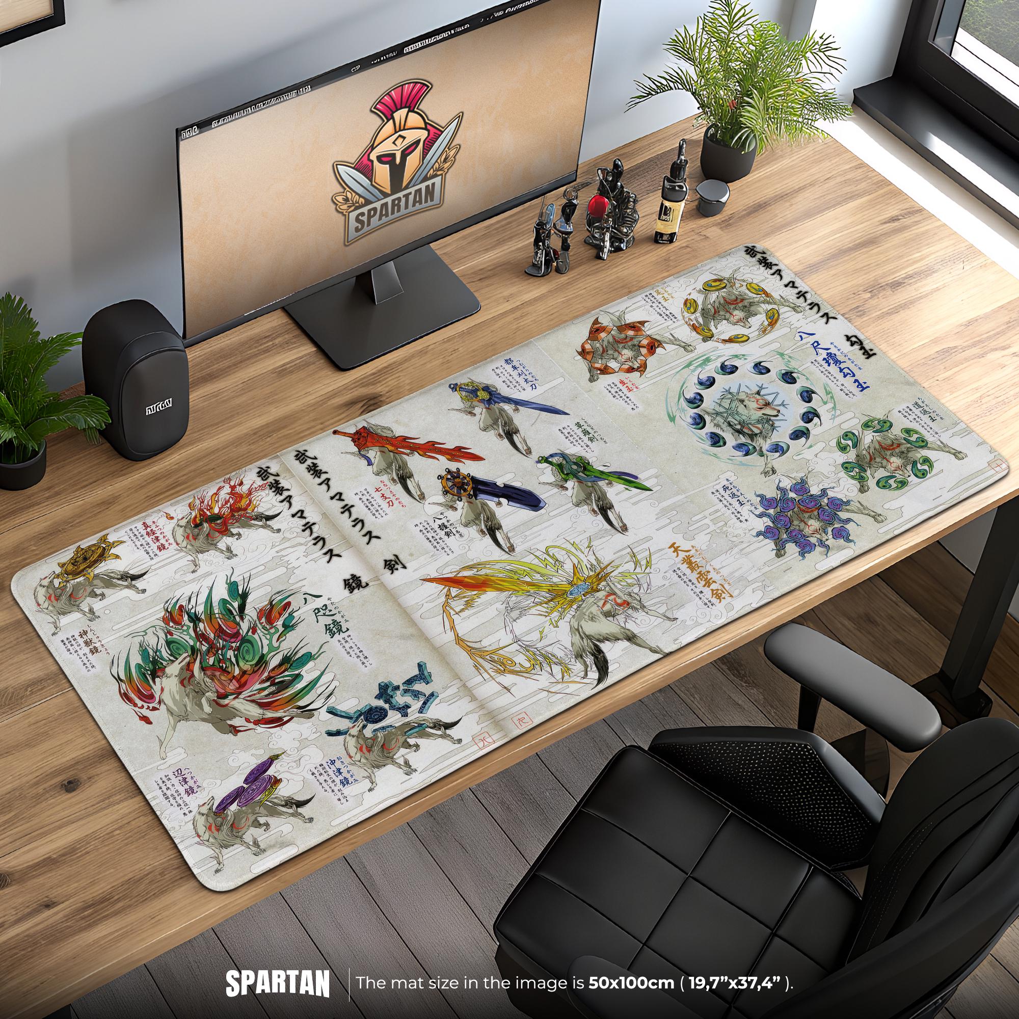 Kami Amaterasu Weapon Forms Desk Mat- Celestial Brush Guide Desk Mat