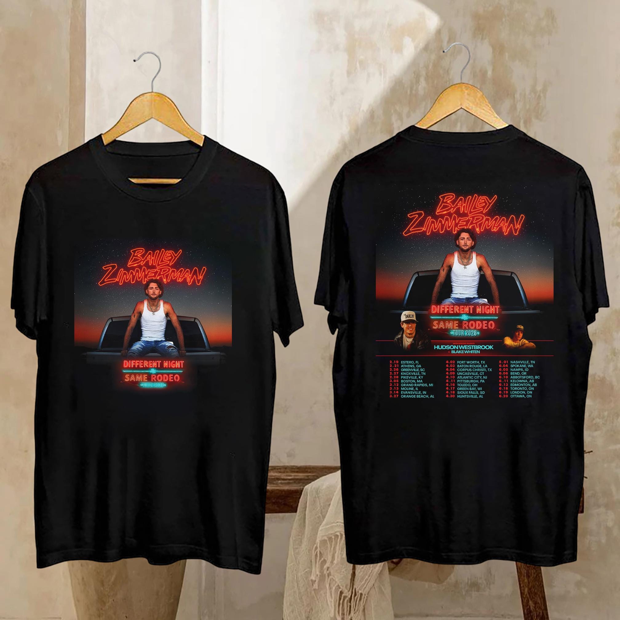 Bailey Zimmerman Different Night Same Rodeo Tour 2026 Shirt, Bailey Zimmerman Fan Gift, Bailey Zimmerman Merch, Bailey Zimmerman Graphic Tee