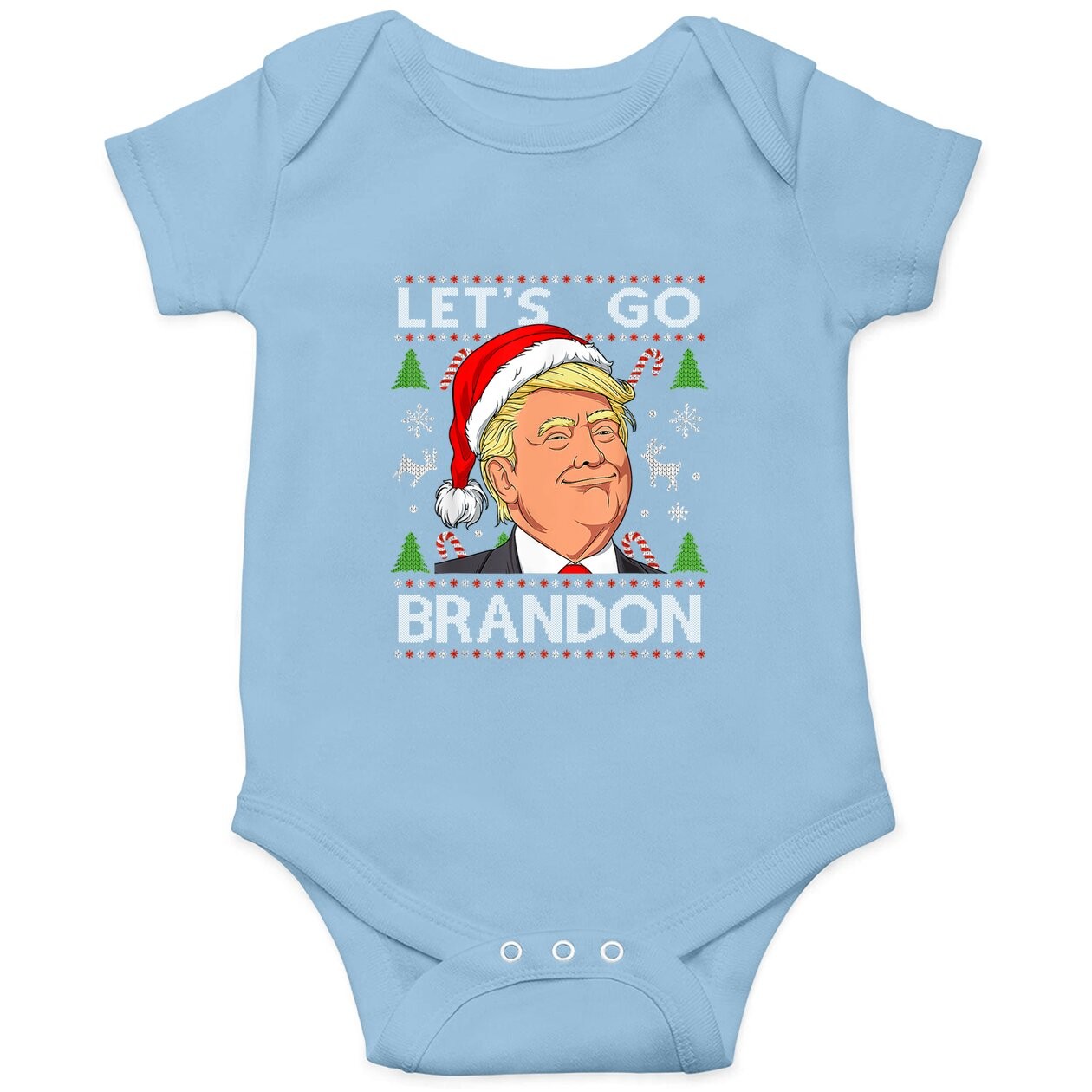 Let's Go Brandon Trump Ugly Christmas Baby Bodysuit