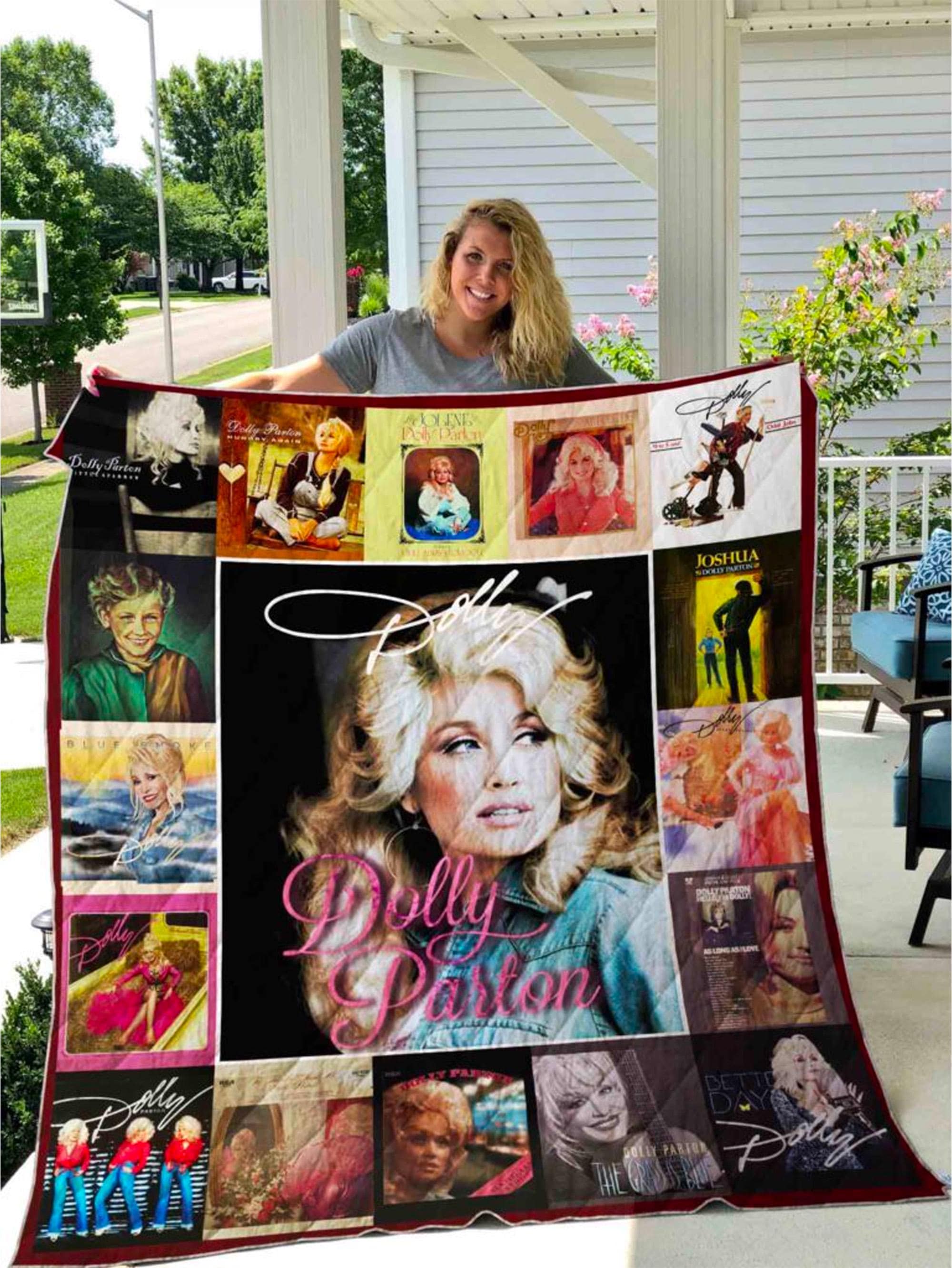 Dolly Parton Album Collage Blanket, Vintage Country Music Blanket, Retro Singer Fan Quilt