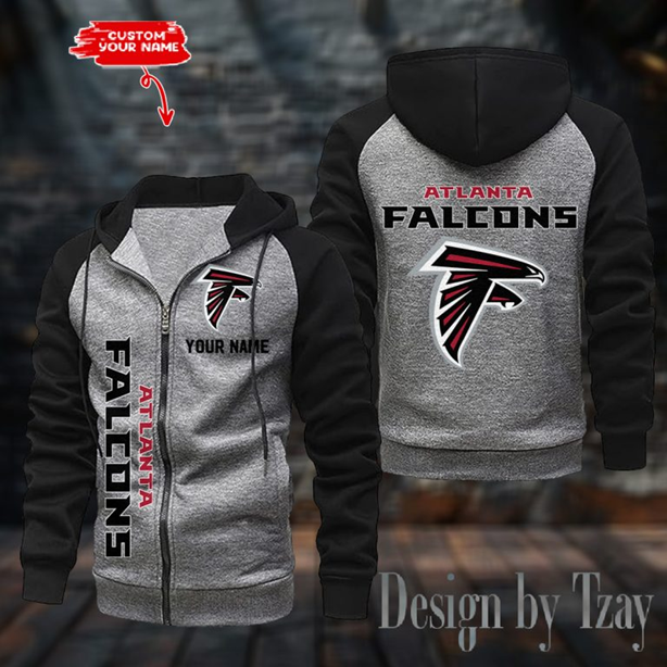 Atlanta Falcons Raglan Zip Hoodie, Football Lover Gift, Game Day