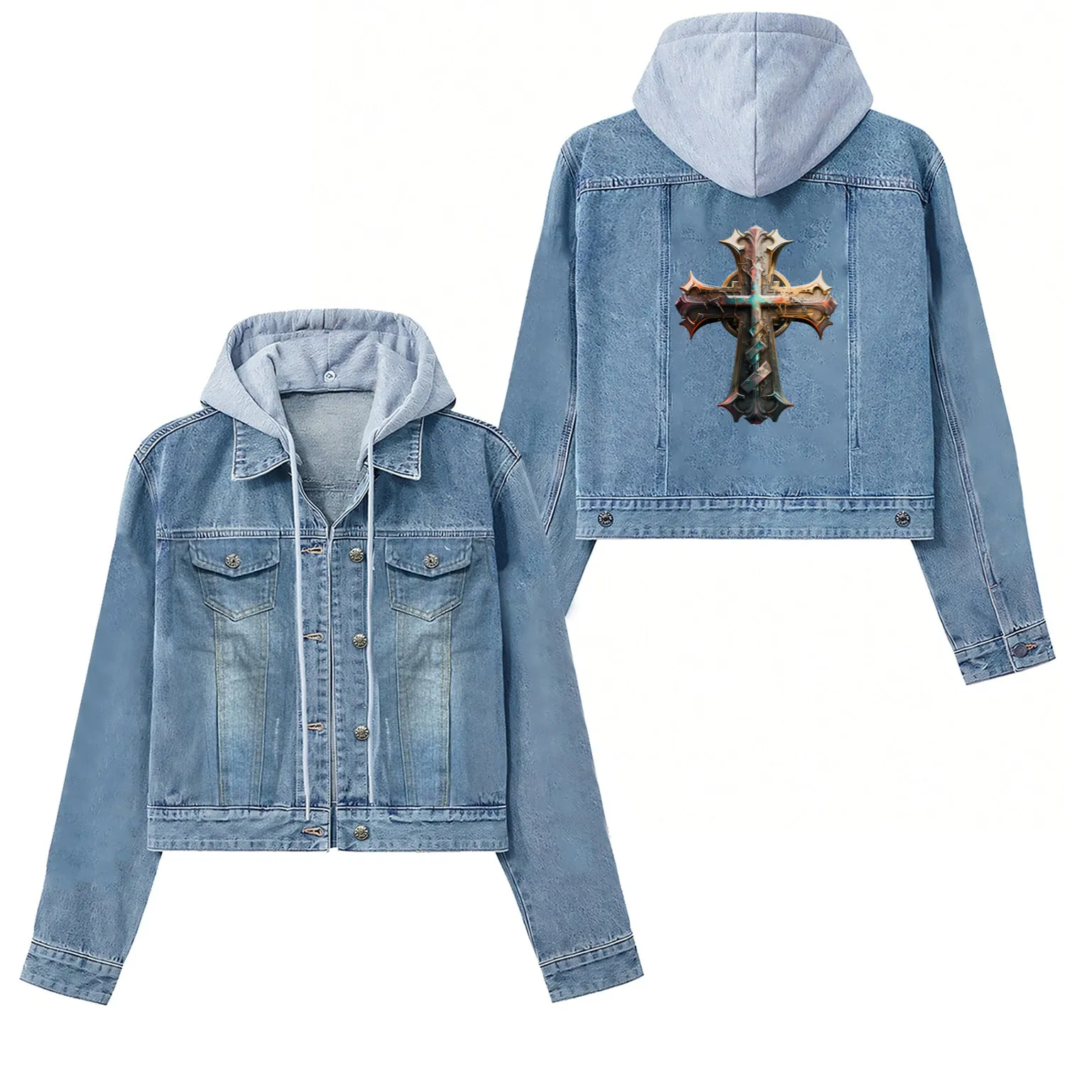 Jesus Cross Painting Women's Denim Jackets