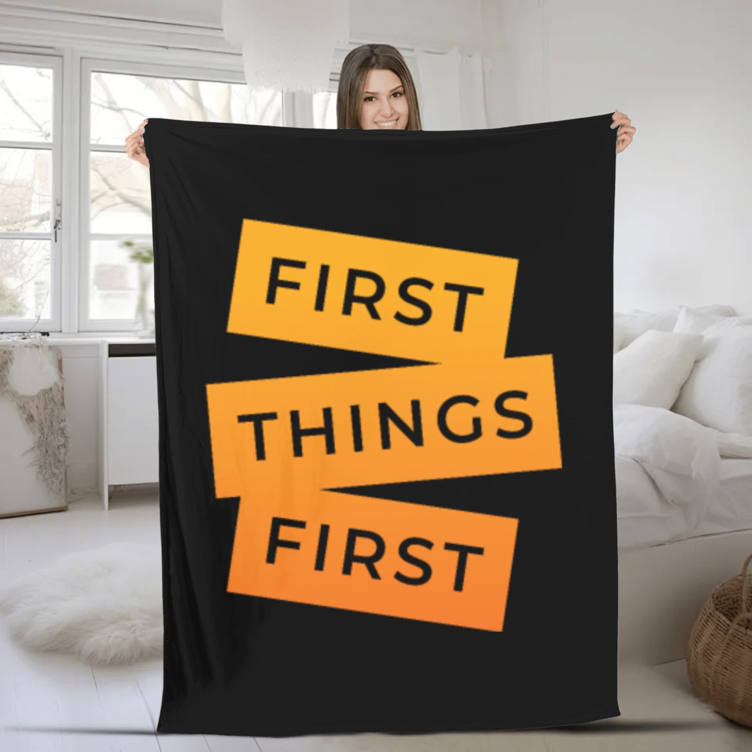 First things first spell Fleece Blankets