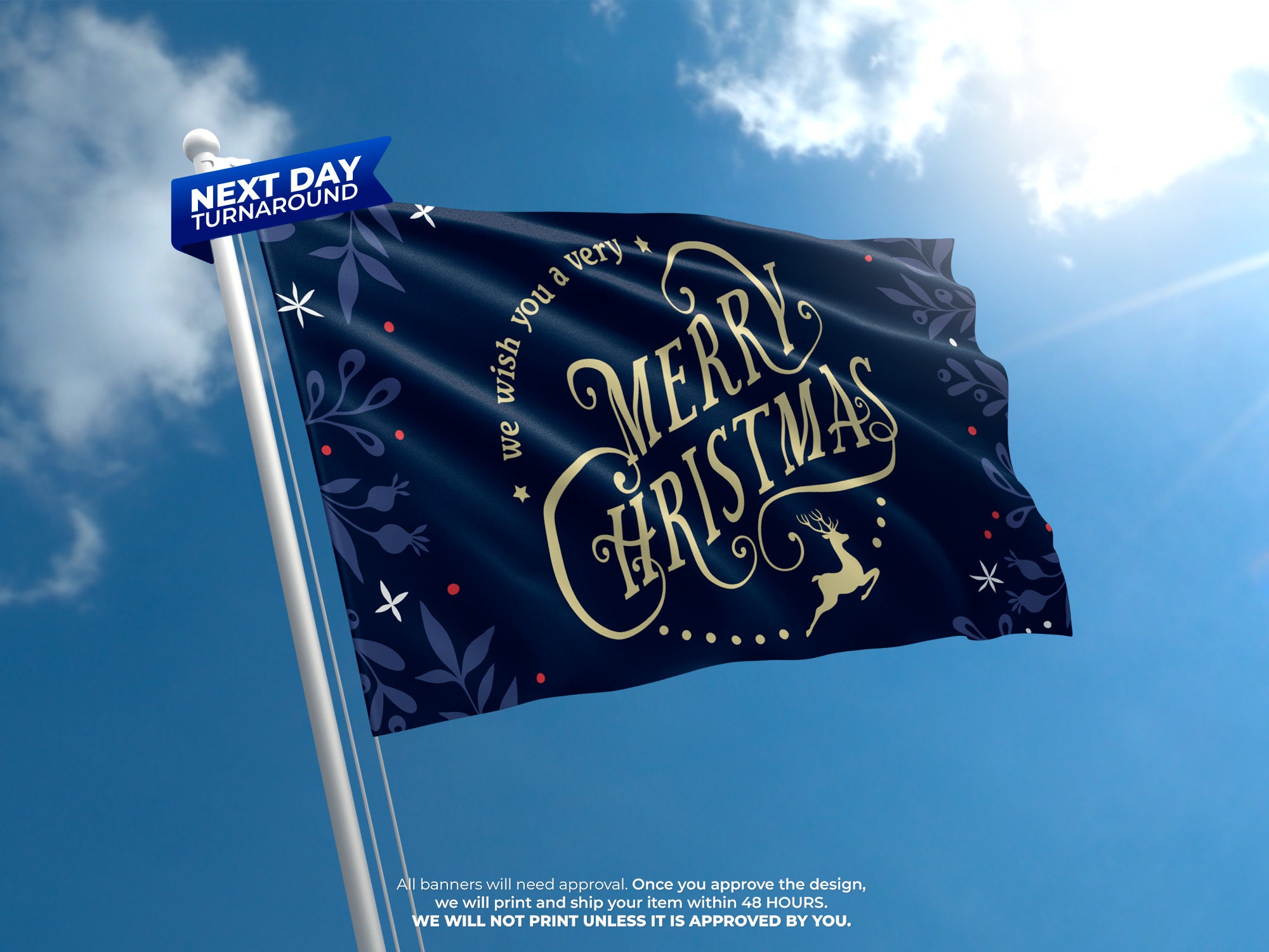 Christmas Pole flags, Holiday Flag, Merry Christams Flags