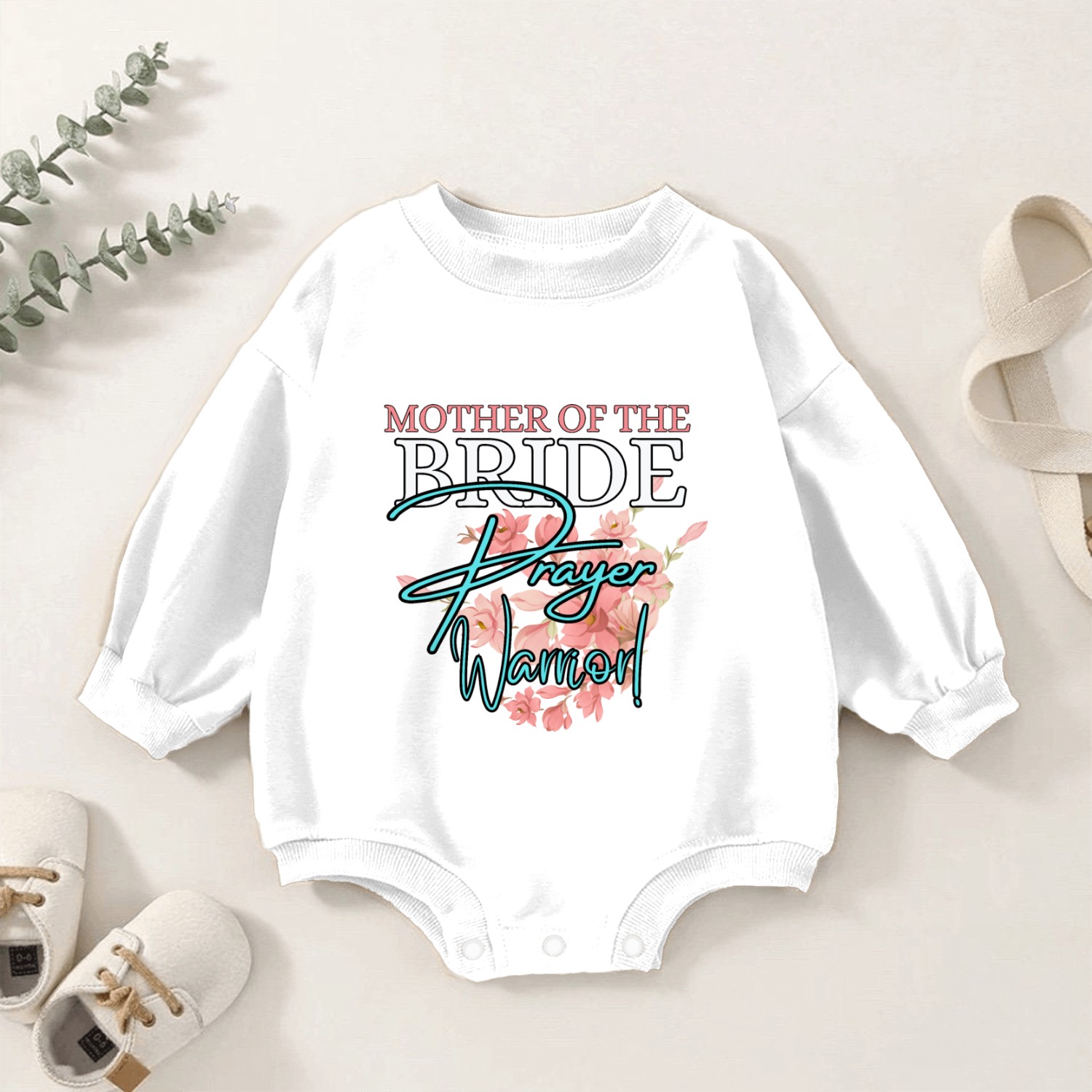 Mother of the Bride Prayer Warrior | Floral Faith Baby Romper Sweatshirts