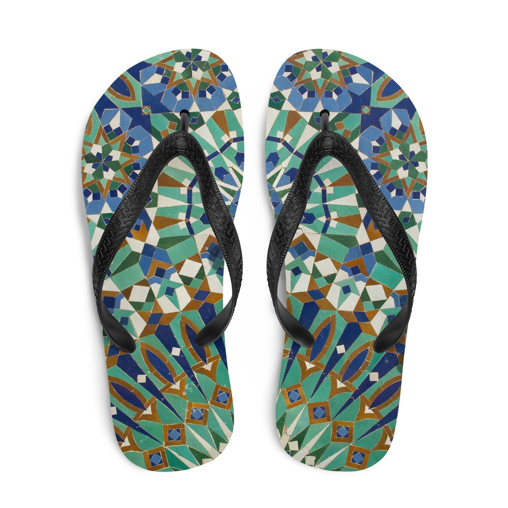 Peacock mosaic Flip-Flops
