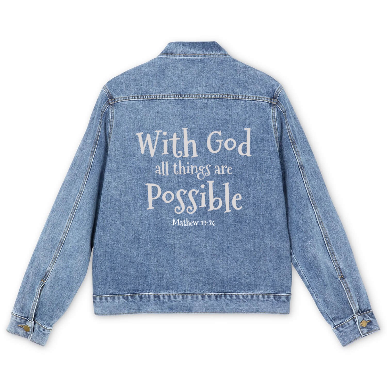 Faith Over Fear Inspirational Christian Design Men's Denim Jackets