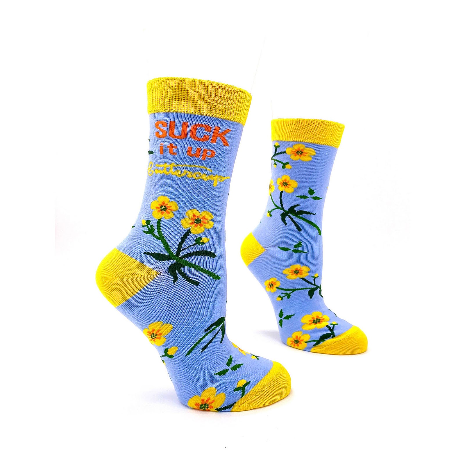 Suck It Up Buttercup Women's Crew Socks | Funny Phrases Socks | Gift for Her | Cute Fun Socks | Funny Saying Socks