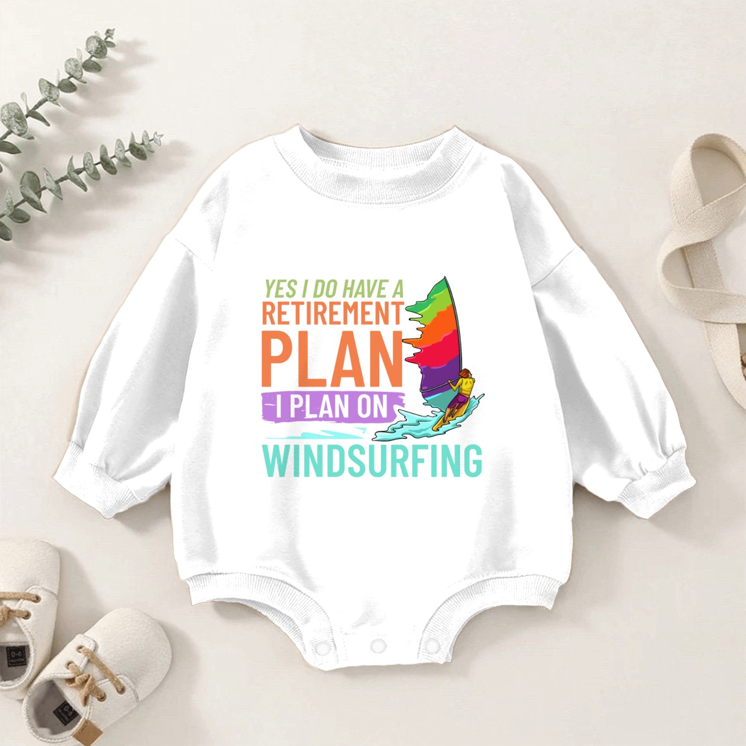 Windsurfing Board Sail Paddle Windsurfer Baby Romper Sweatshirts