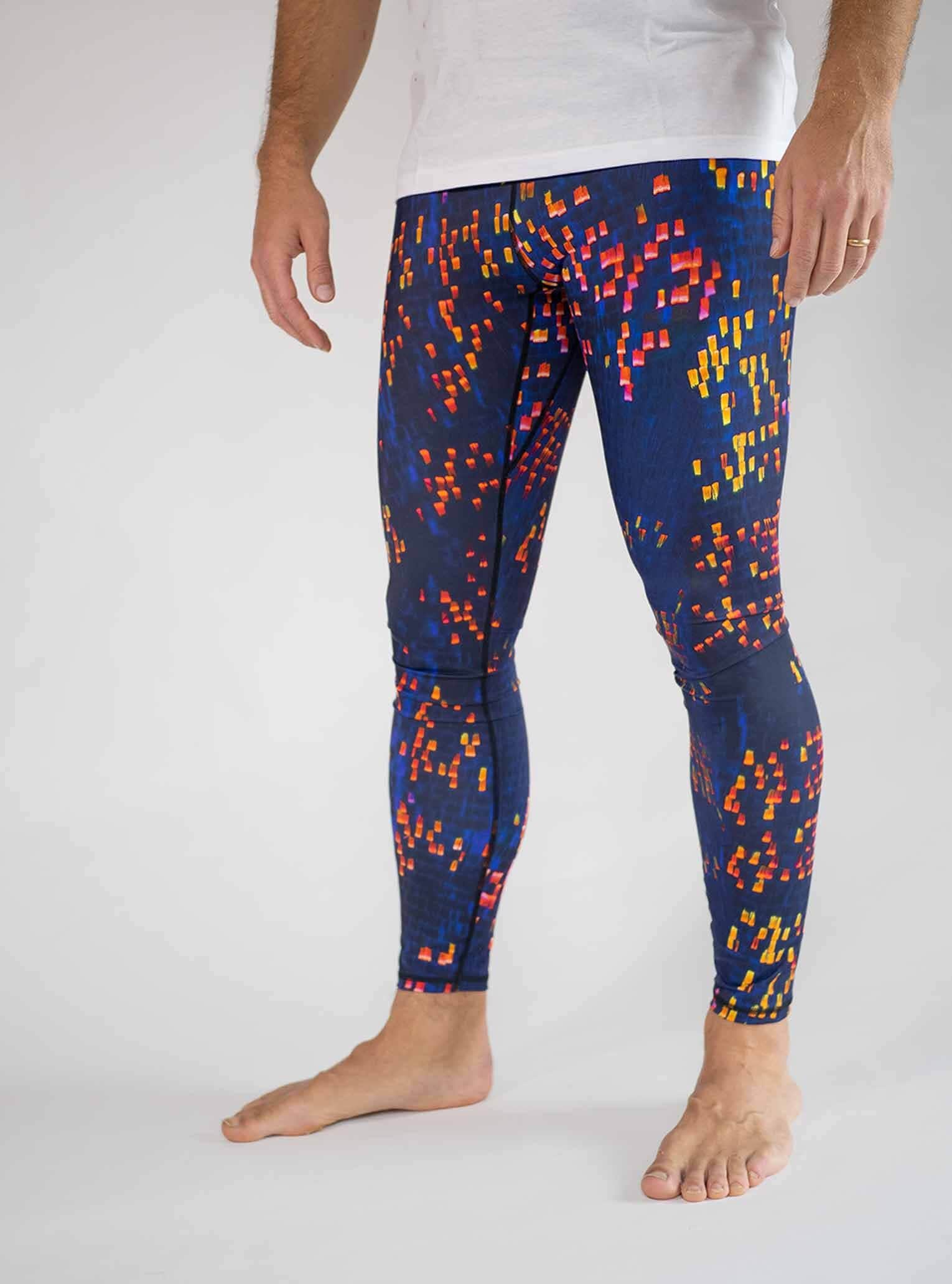 Men's printed sport tights / Men's colorful leggings