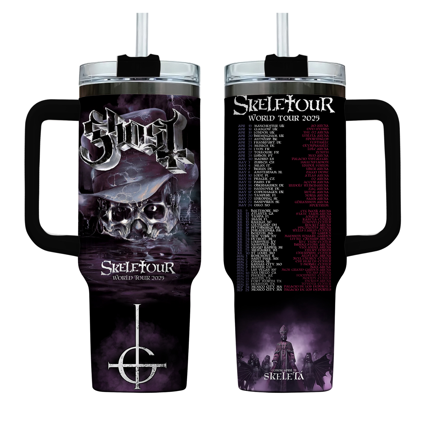 Ghost Band Skeletour World Tour 2025 40 Oz Tumbler Cup