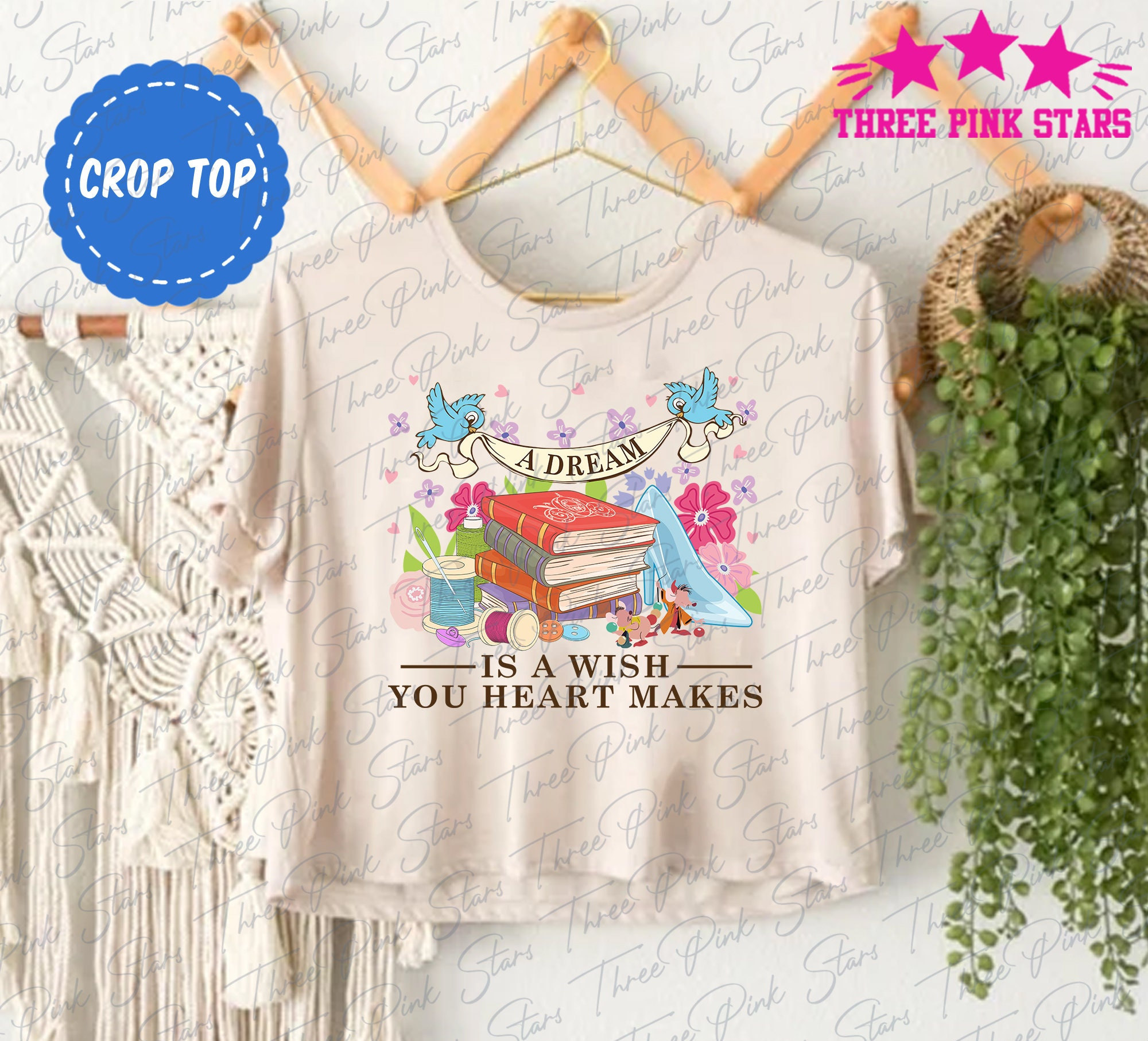 Cinde Princess Crop Top, Cinde Books & Glass Slipper Crop Tee E5287