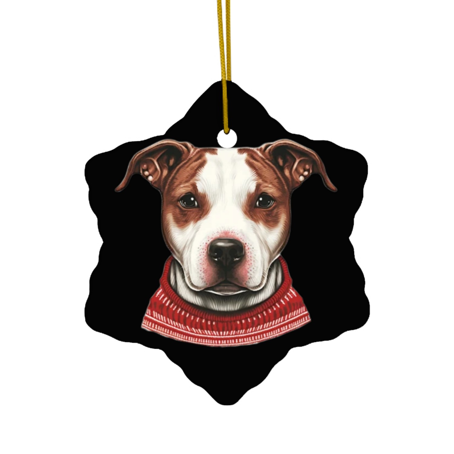 Cute American Staffordshire Terrier Christmas Ceramic Ornaments