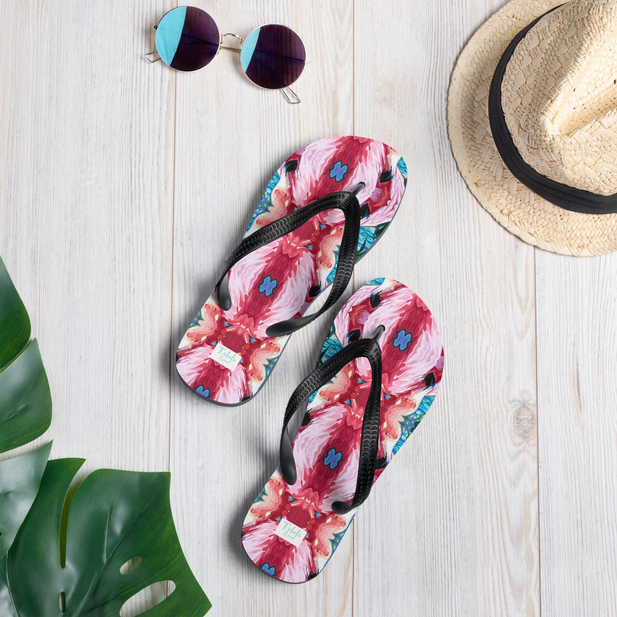 Painted Flamingo Flip-Flops