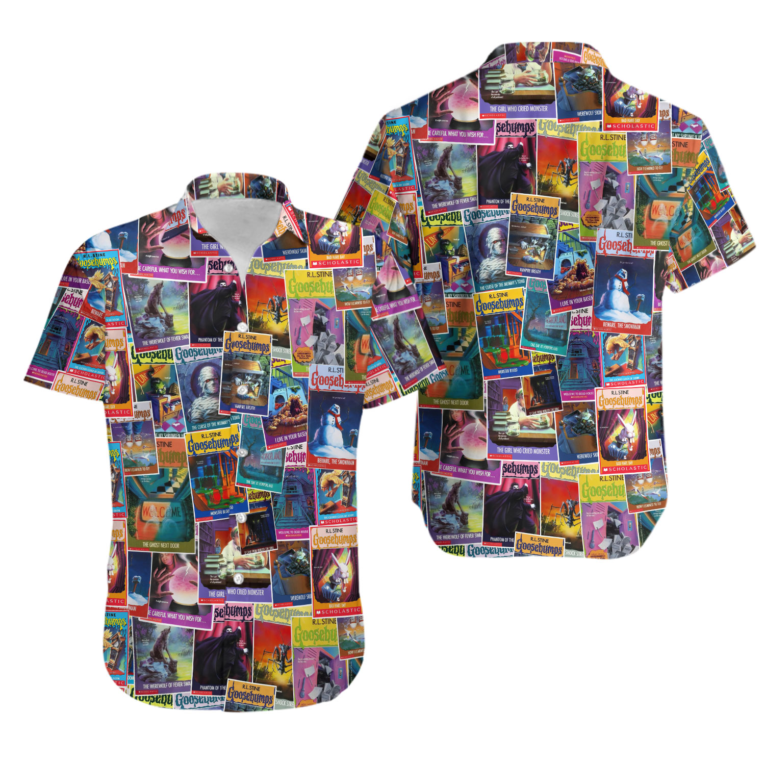 Goosebumps Monster Collage Pattern Hawaiian Shirt Fun and Stylish Hawaiian Shirt