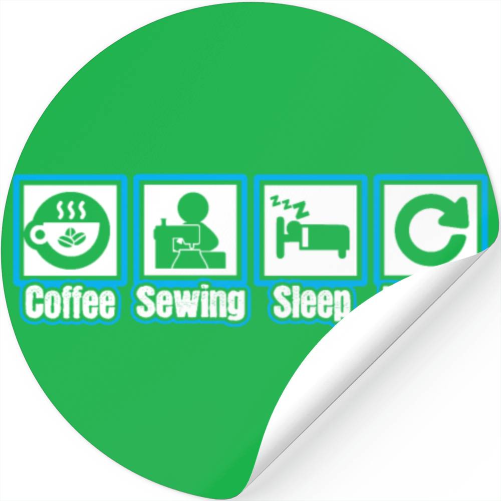 Coffee Sewing Sleep Repeat Stickers