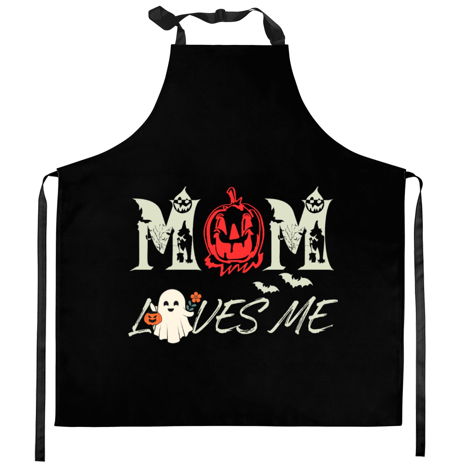 Mom Halloween Loves Me Kitchen Aprons – Cute Spooky Gift