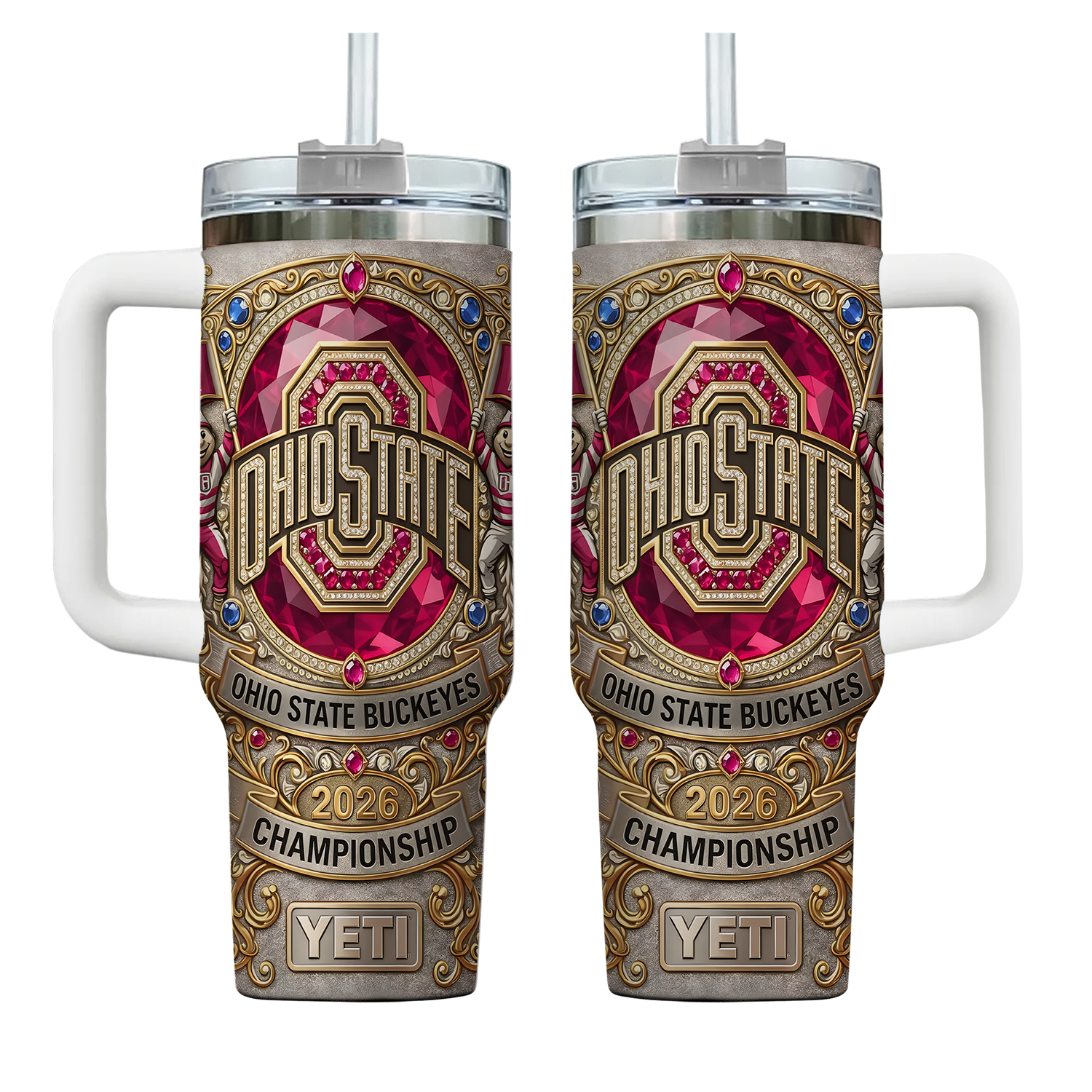 Ohio State Buckeyes 40 oz Stainless Steel Tumbler with Handle