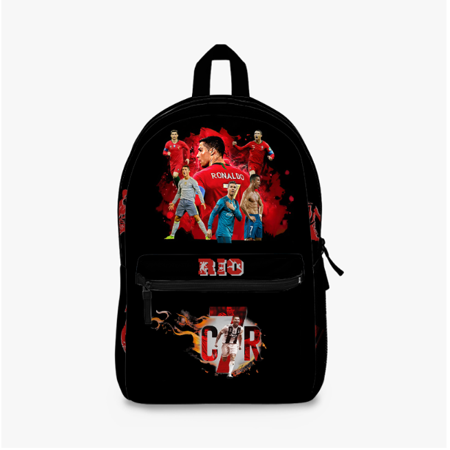 Personalized Cristiano Ronaldo Kids Football Backpack - Black Edition | CR7 Fan Gear | Personalized Soccer Bag