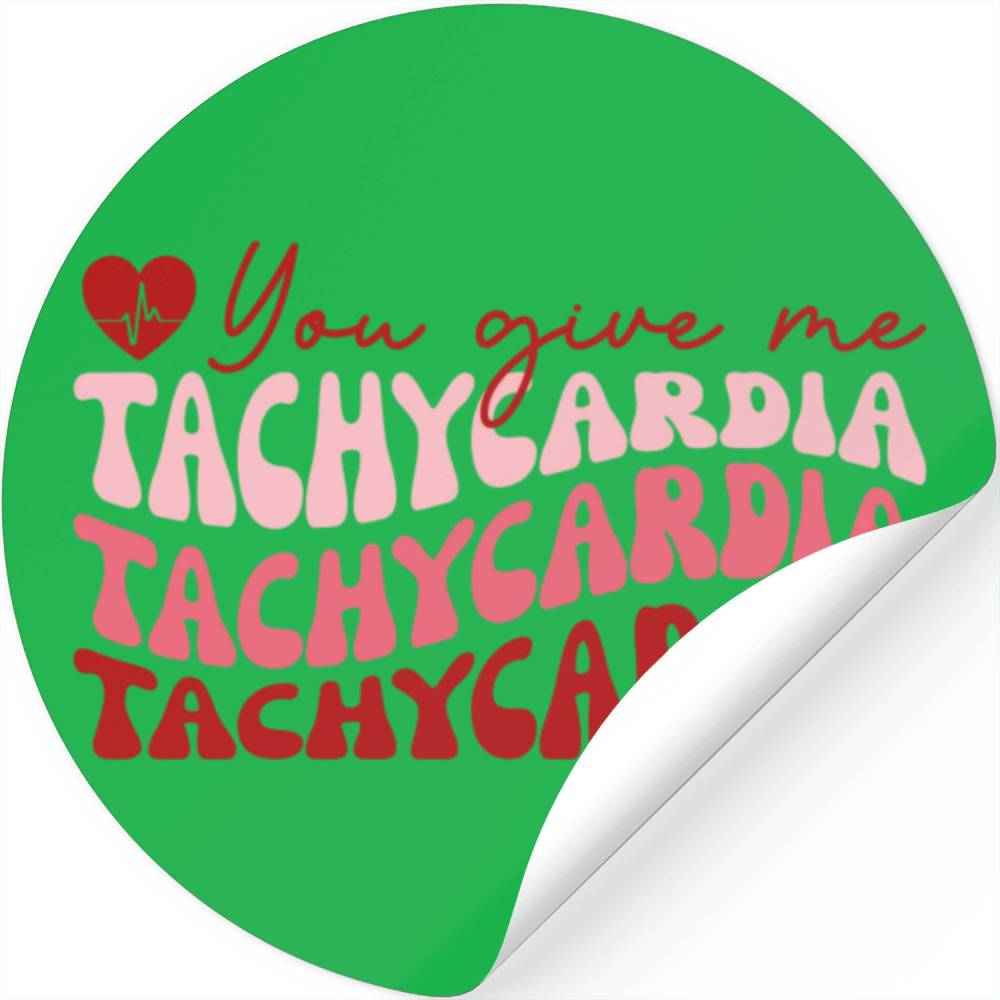 DESIGNRetro Valentines Day You Give Me Tachycardia Stickers