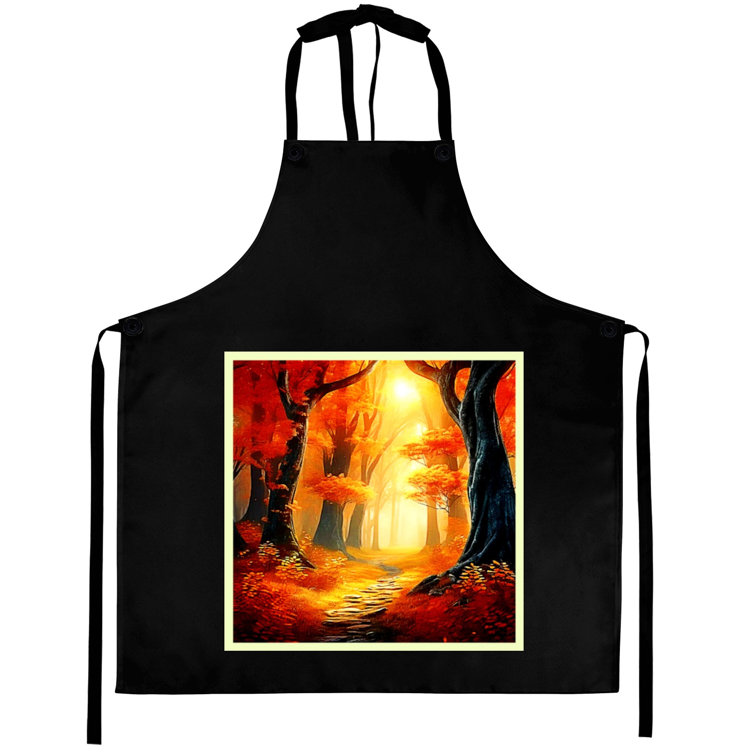 Autumn's Embrace: Fiery Forest Path Aprons