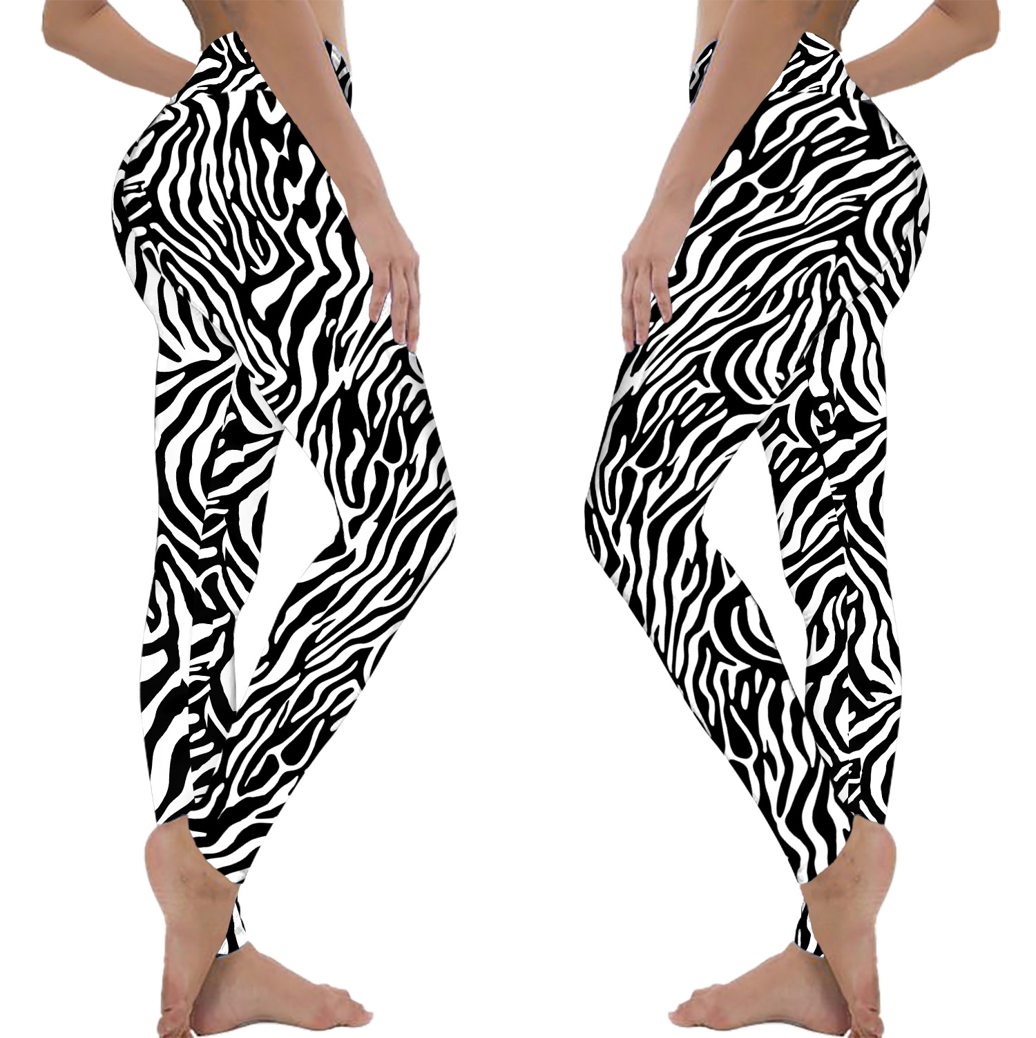 Zebra Men Leggings, Striped Black White Animal Print Guys Male Yoga Running