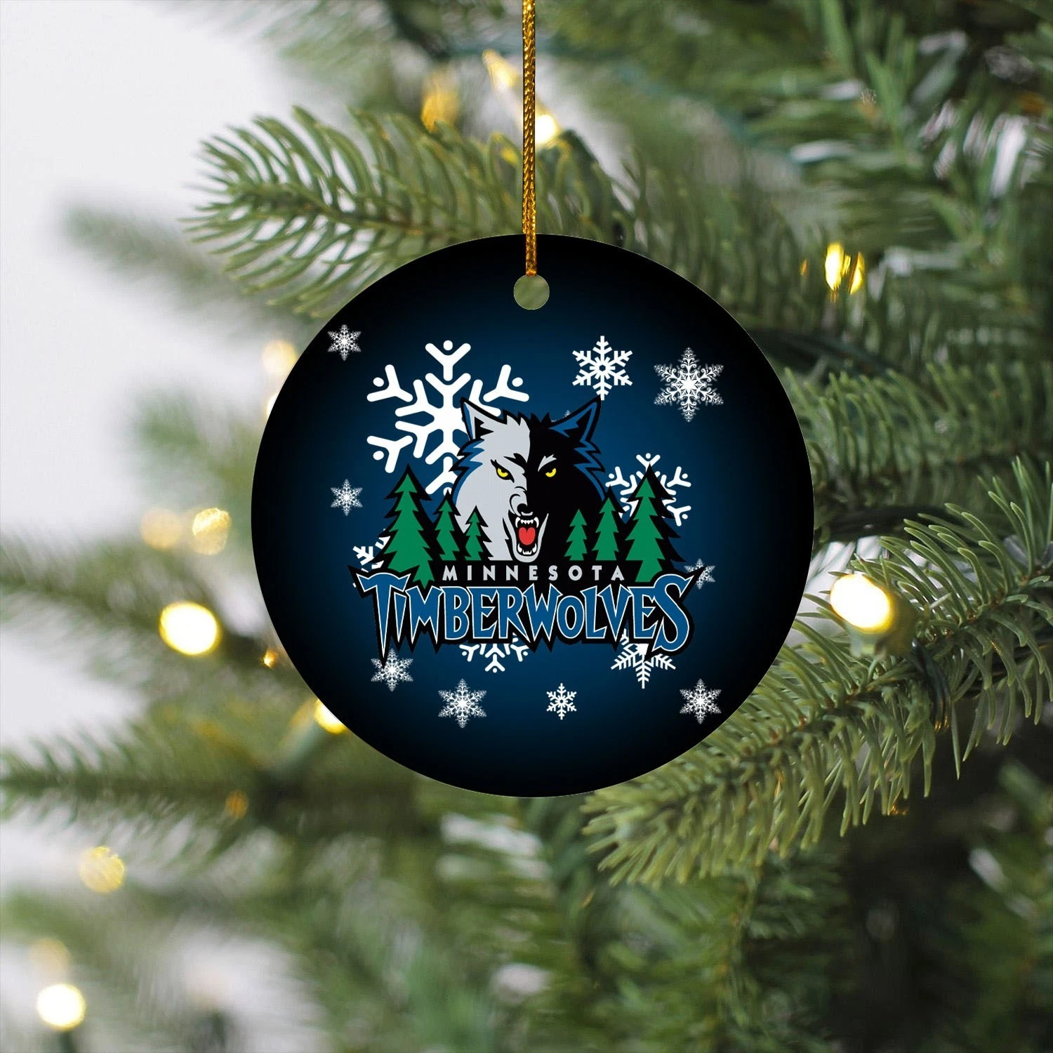 Minnesota Basketball Timberwolves Team Christmas Ceramic Ornament