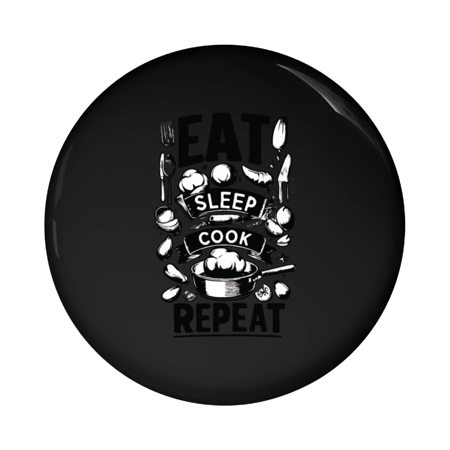 eat sleep cook repeat Pin Buttons