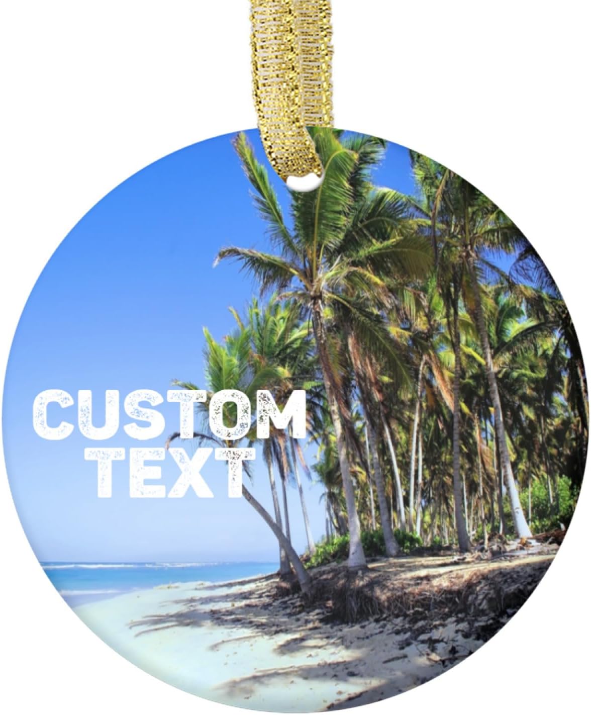 Customized Round Hanging Ornament Christmas Tree Travel - Punta Cana Beach Dominican Republic - Xmas Holiday Ornaments Decorations Custom Personalized