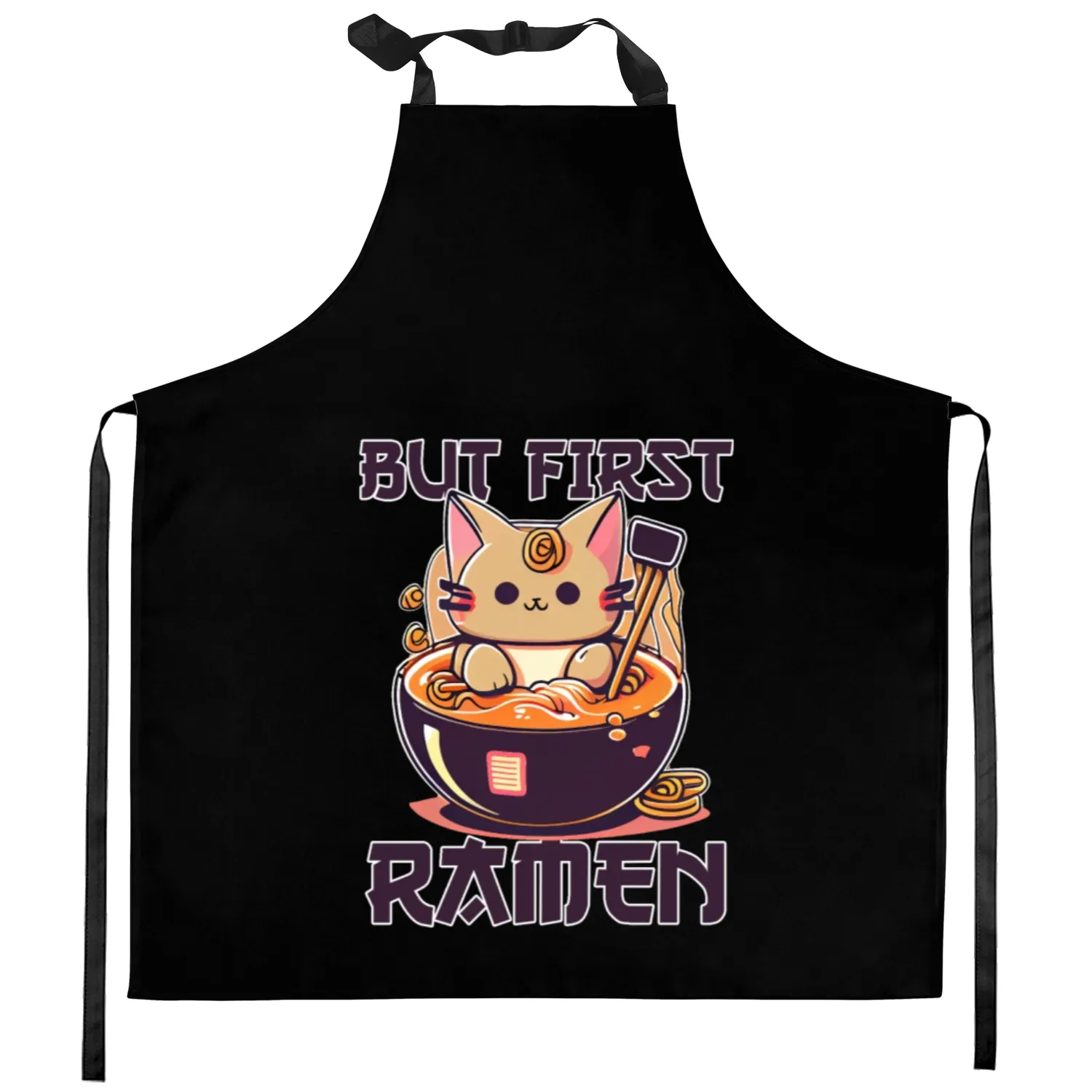 But First Ramen Cat Japanese Tokyo Ramen Noodles Kitchen Aprons
