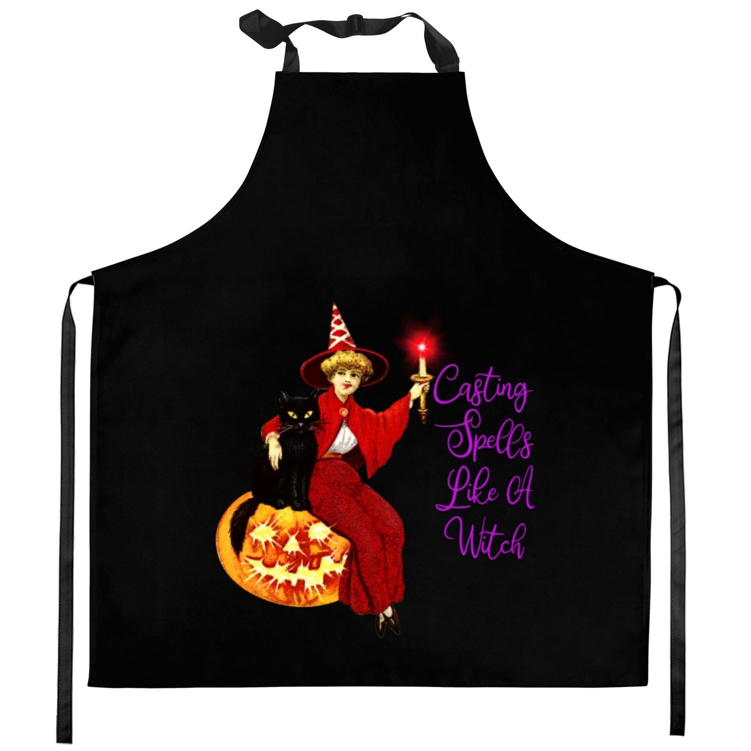 Casting Spells Like A Witch - Halloween Black Cat Kitchen Aprons