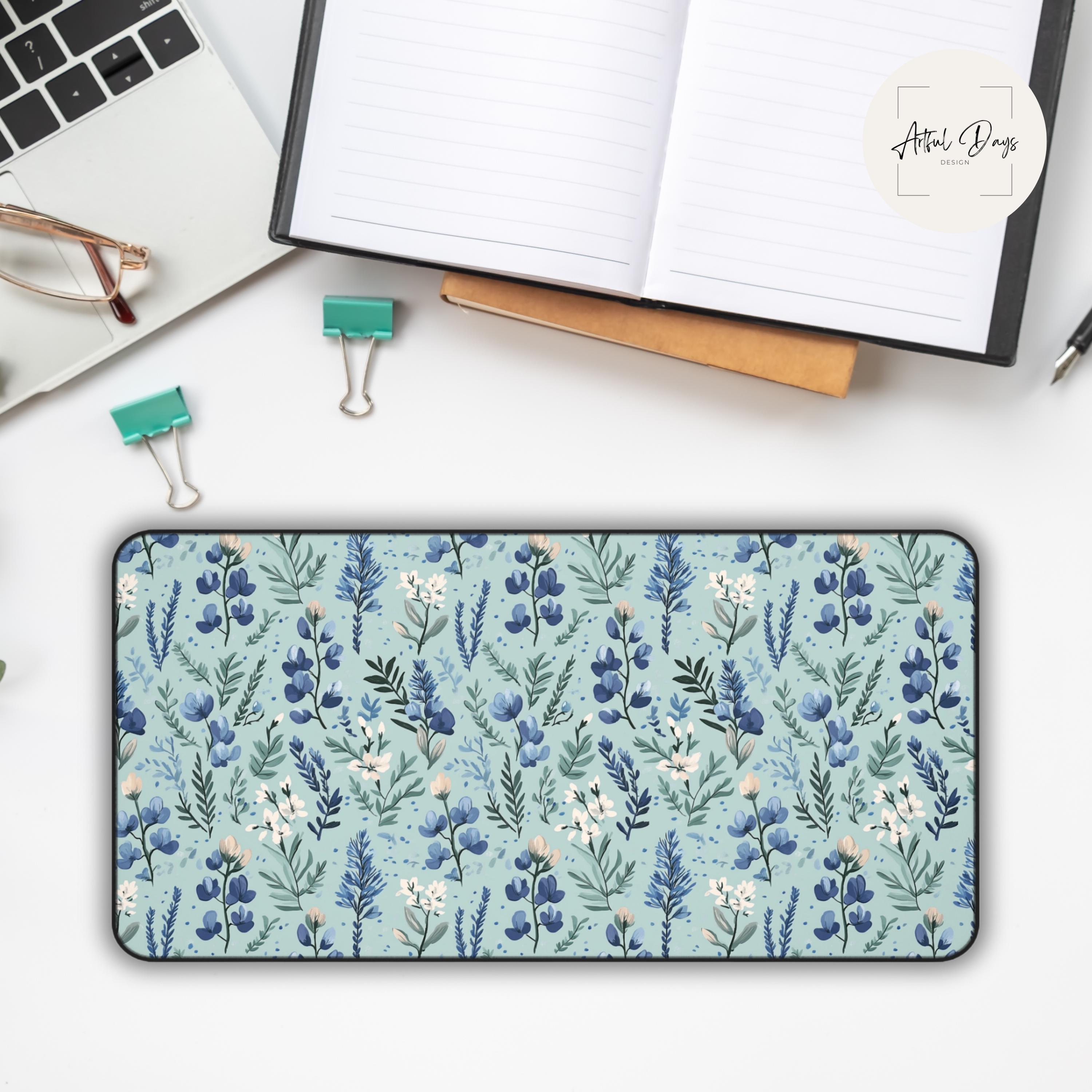 Bluebonnet Desk Mat - Texas Wildflower Mouse Pad, Rustic Floral Office Decor, Nature-Inspired Desk Accessory