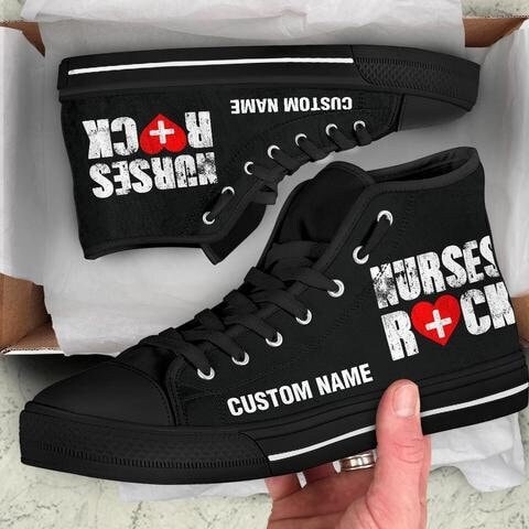 Nurse Custom Name High Top Sneakers / Nurse Custom Print Trainers Shoes / Nurse High Top Shoes / Nurse Gift
