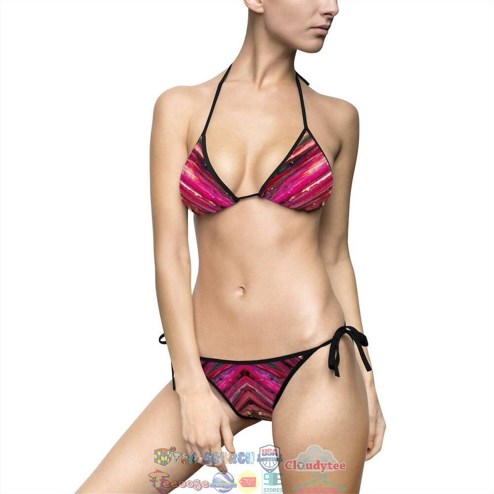 Women's Tie Dye Pink Two Piece Sling Bikini Swimsuit