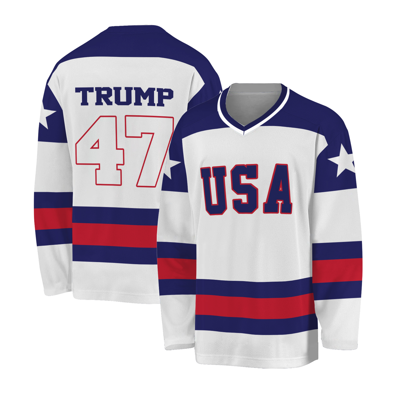 Design Trump #47 Team America USA Hockey All Stitched White Custom Names