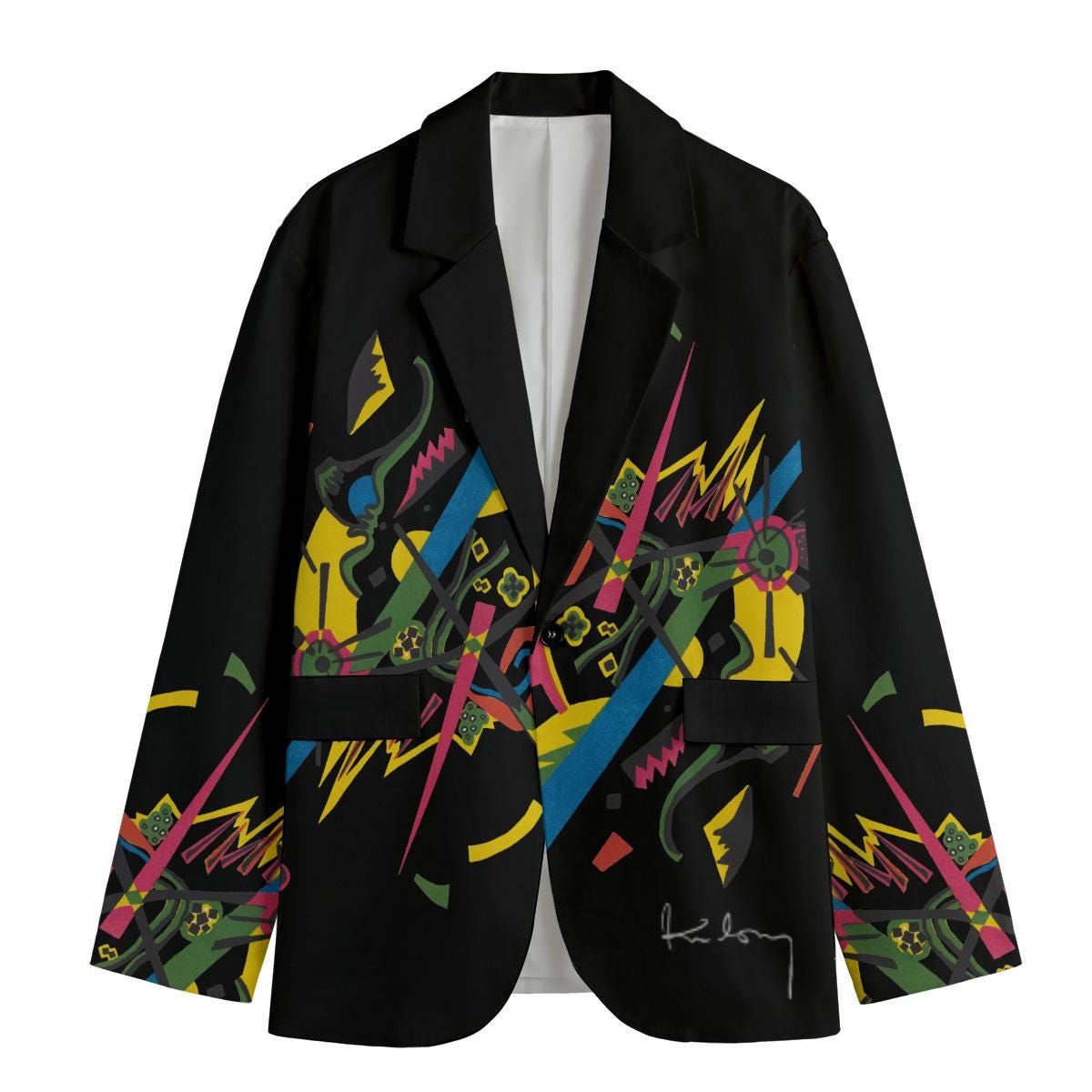 Kandinski Unisex Artsy Bold Colors Two Pockets Cotton Blazer