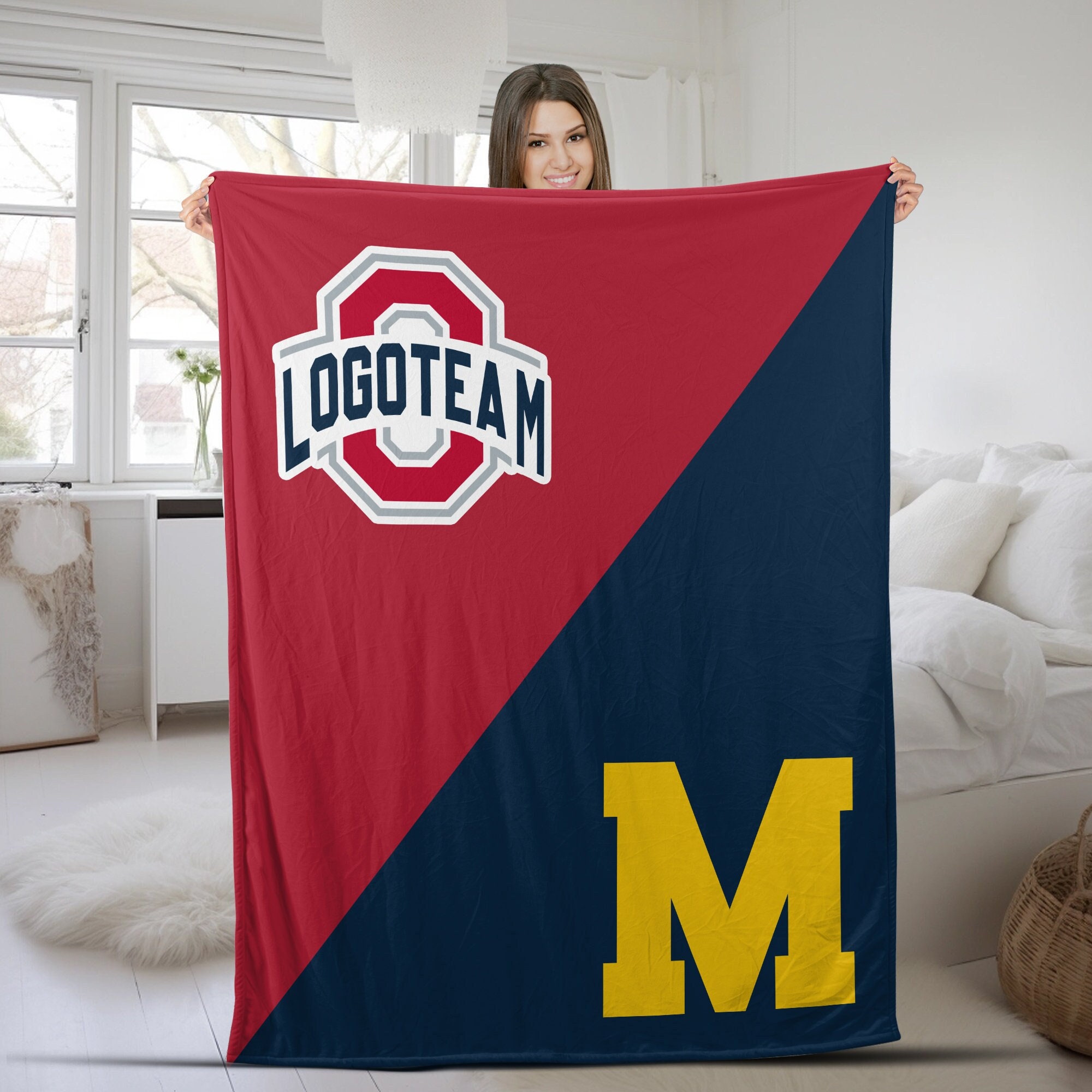 Custom House Divided Blanket/House Divided Baseball/Basketball Team Blanket/American Football Blanket/Personalized Gifts For Him