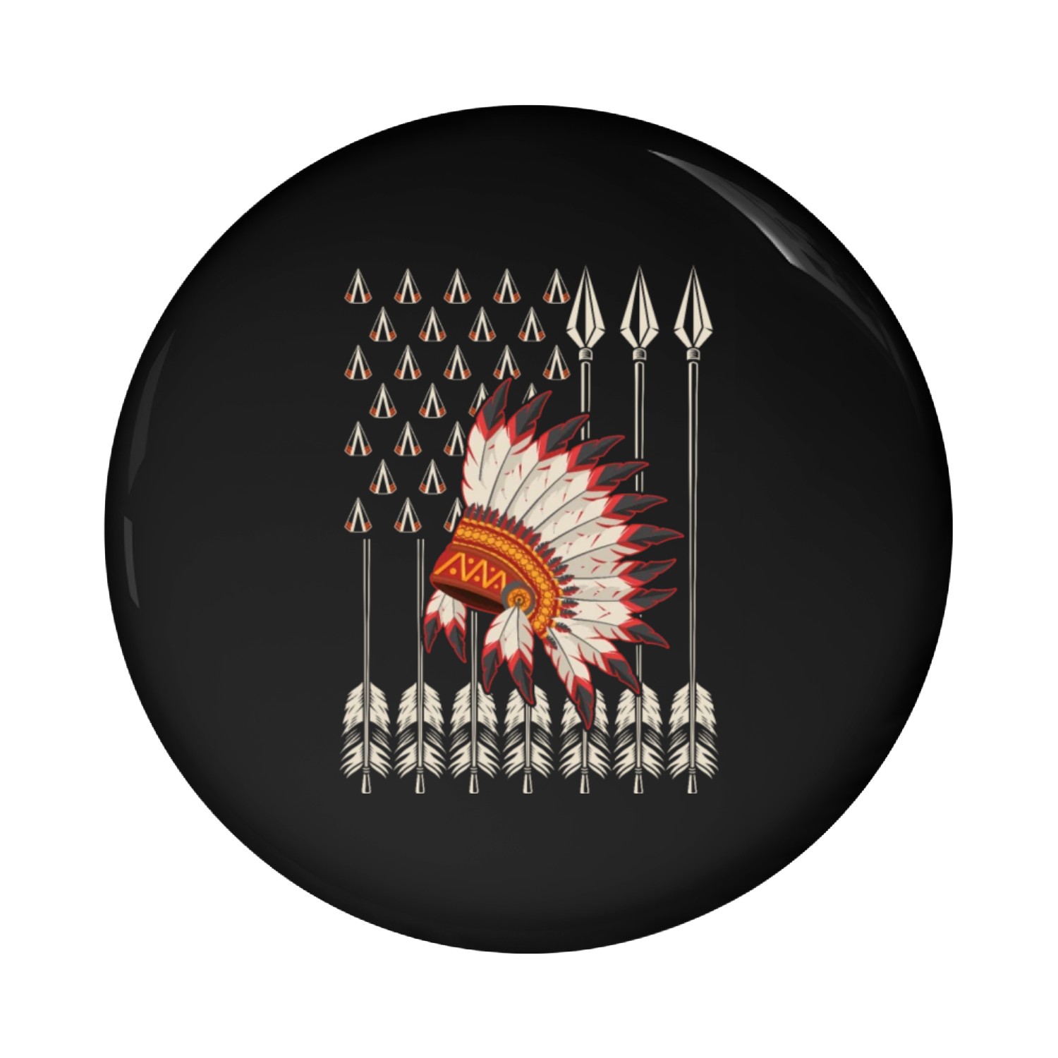 Native American Chief Traditional US Flag Pin Buttons
