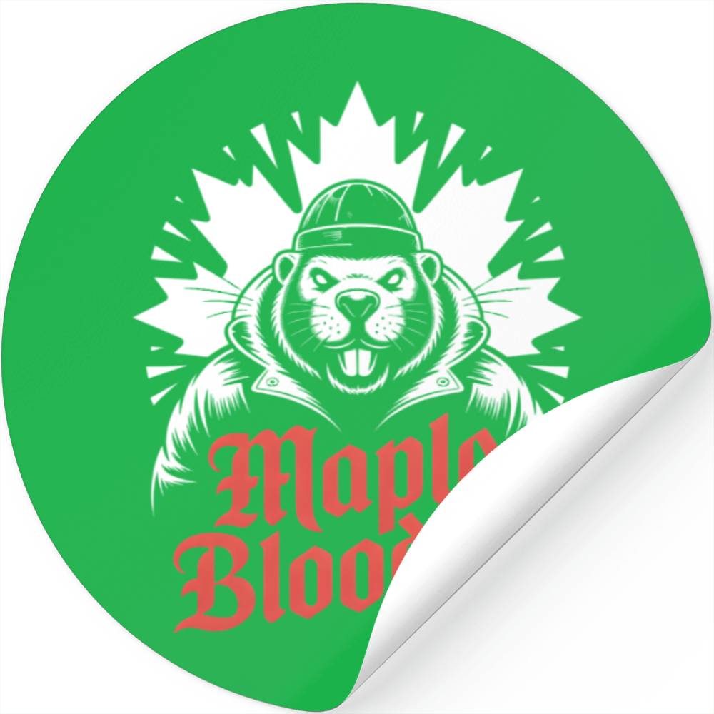 Maple Blooded Beaver with Crown Canadian Stickers